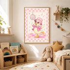 Pink Disco Duck Nursery Print, Dancing Duck Wall Art, Girls Bedroom Decor, Groovy Kids Room Print, A4 A3