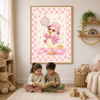 Pink Disco Duck Nursery Print, Dancing Duck Wall Art, Girls Bedroom Decor, Groovy Kids Room Print, A4 A3