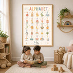 Alphabet Nursery Print, ABC Educational Wall Art, Kids Learning Poster, Preschool Playroom Decor, A4 A3
