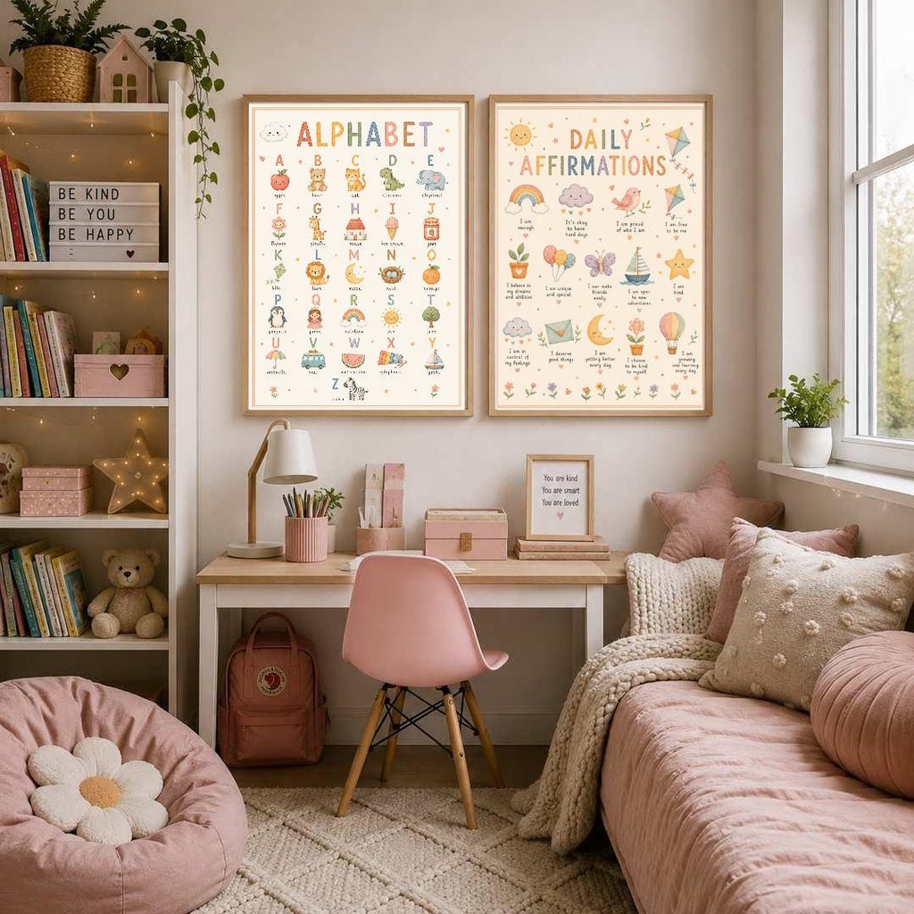 Alphabet Nursery Print, ABC Educational Wall Art, Kids Learning Poster, Preschool Playroom Decor, A4 A3