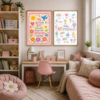 Girls Nursery Quote Print, My Darling Girl Wall Art, Positive Kids Bedroom Decor, Colourful Floral Nursery Print, A4 A3