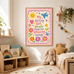 Girls Nursery Quote Print, My Darling Girl Wall Art, Positive Kids Bedroom Decor, Colourful Floral Nursery Print, A4 A3