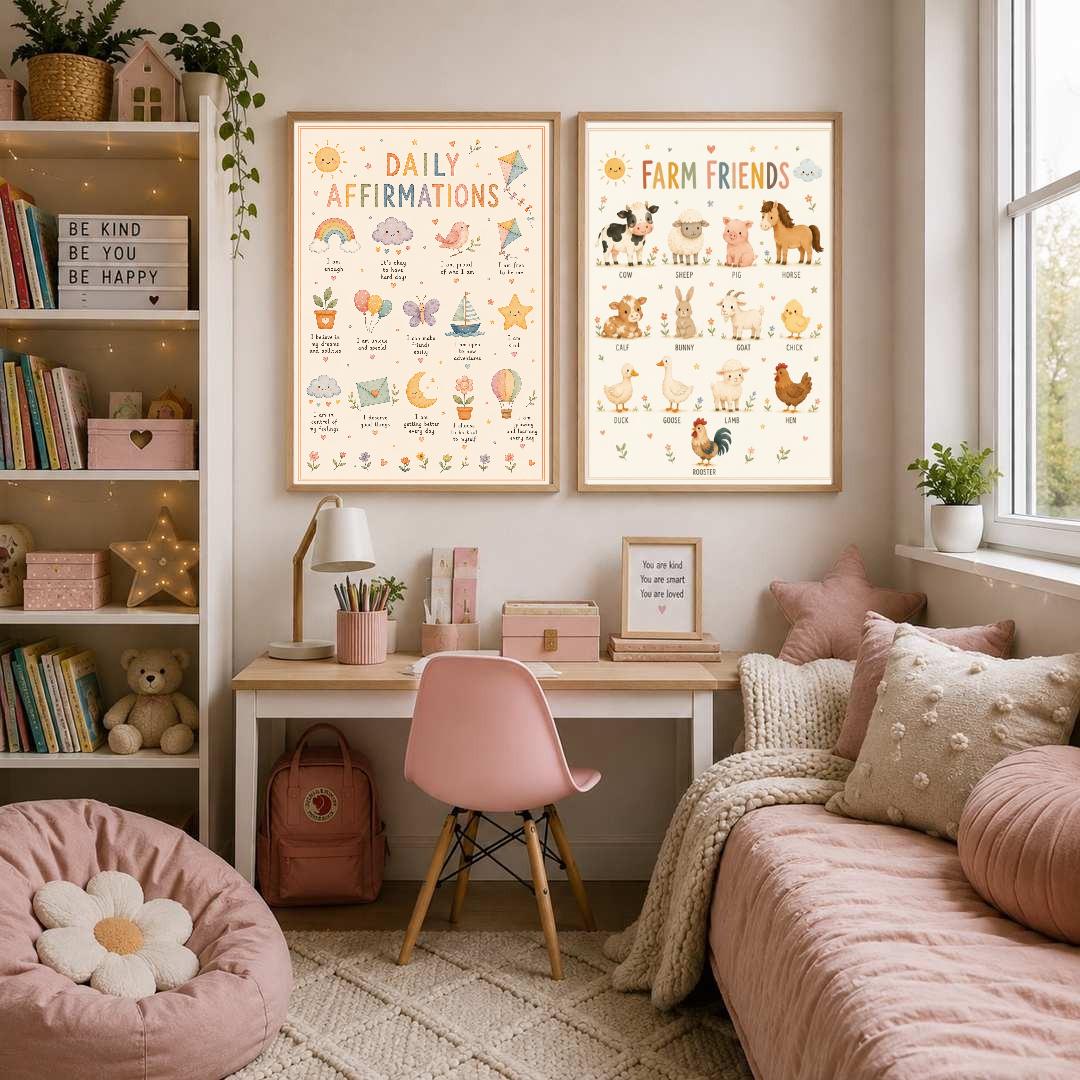 Kids Daily Affirmations Print, Positive Affirmation Wall Art, Nursery & Playroom Decor, Children's Mindset Poster, A4 A3
