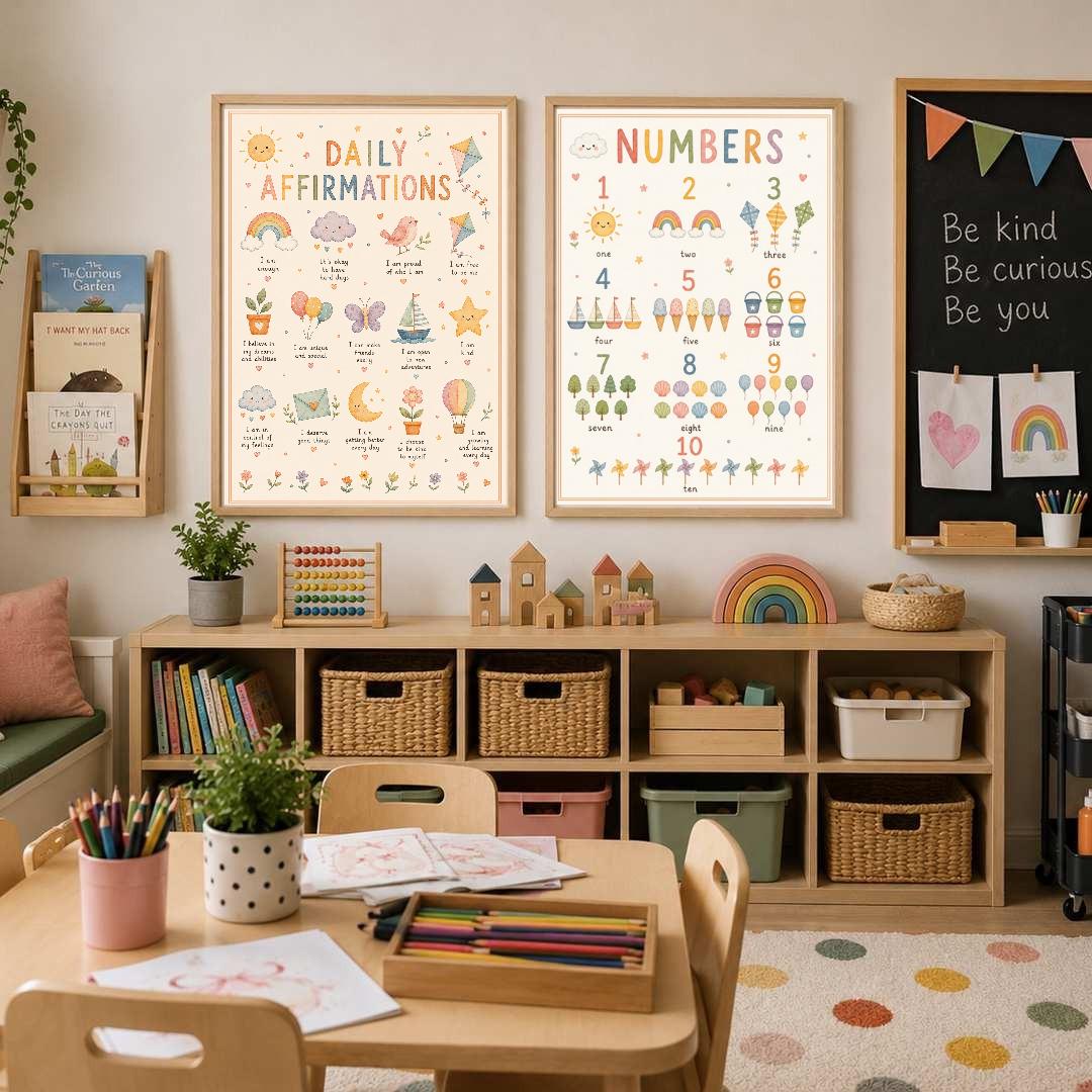 Kids Daily Affirmations Print, Positive Affirmation Wall Art, Nursery & Playroom Decor, Children's Mindset Poster, A4 A3