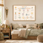 Kids Daily Affirmations Print, Positive Affirmation Wall Art, Rainbow Nursery Decor, Children's Mindset Poster, A4 A3