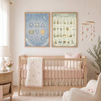 Neutral Alphabet Nursery Print, ABC Educational Wall Art, Sage Green Kids Learning Poster, Woodland Nursery Decor, A4 A3