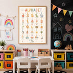 Alphabet Nursery Print, ABC Educational Wall Art, Kids Learning Poster, Preschool Playroom Decor, A4 A3