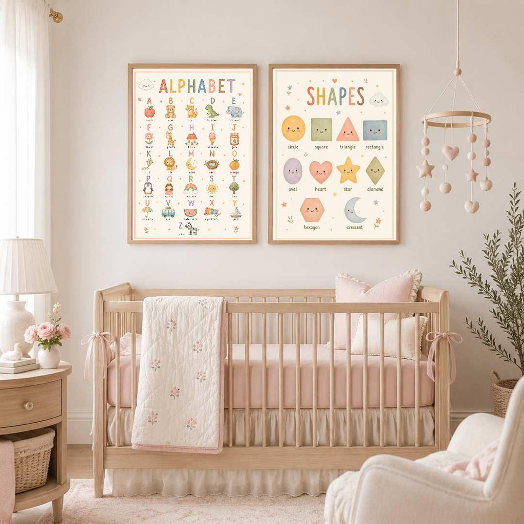 Alphabet Nursery Print, ABC Educational Wall Art, Kids Learning Poster, Preschool Playroom Decor, A4 A3