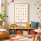 Alphabet Nursery Print, ABC Educational Wall Art, Kids Learning Poster, Preschool Playroom Decor, A4 A3