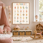 Alphabet Nursery Print, ABC Educational Wall Art, Kids Learning Poster, Preschool Playroom Decor, A4 A3