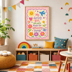 Girls Nursery Quote Print, My Darling Girl Wall Art, Positive Kids Bedroom Decor, Colourful Floral Nursery Print, A4 A3
