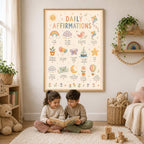 Kids Daily Affirmations Print, Positive Affirmation Wall Art, Nursery & Playroom Decor, Children's Mindset Poster, A4 A3