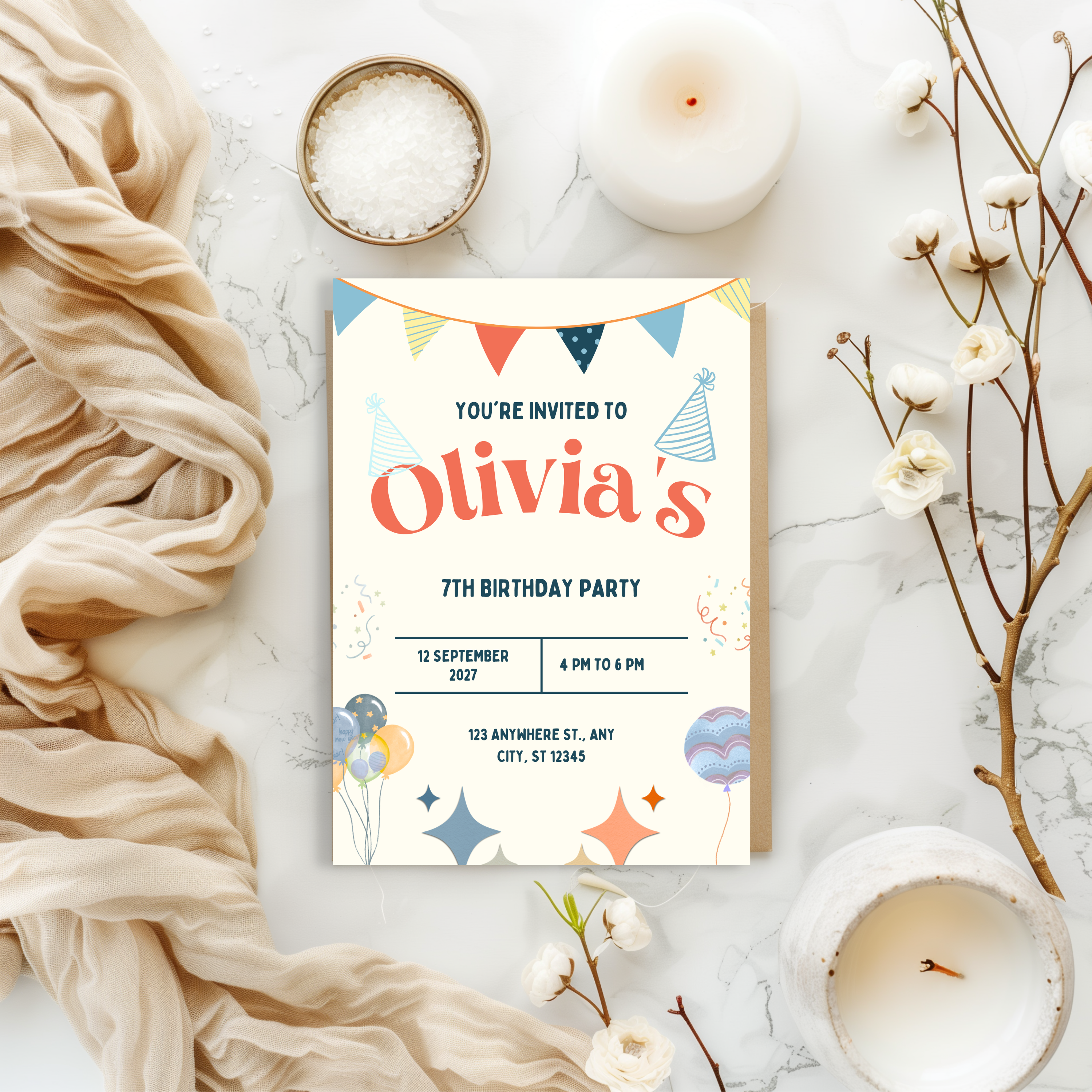 Personalised retro kids birthday party invitation