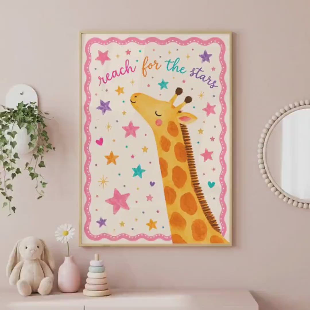 Giraffe Nursery Print, Watercolour Safari Wall Art in A4 or A3 Sizes