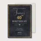 40th Birthday Invitation, Black Gold Party Invite, Personalised Digital Invite, Adult Birthday PDF