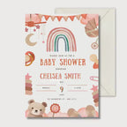 Boho Baby Shower Invitation, Neutral Baby Shower Invite, Personalised Digital Invitation