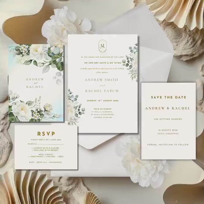Eucalyptus Wedding Invitation, Greenery Wedding Invite, Personalised Invitation Suite