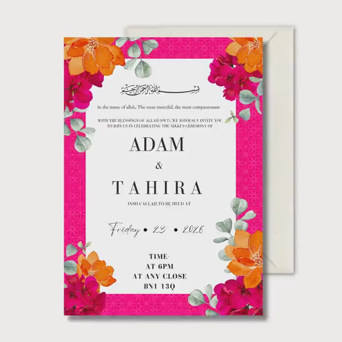Floral Mehndi Invitation, Colourful Wedding Invite, Personalised Digital Invitation