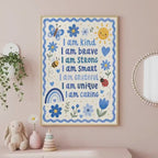 Affirmation Print for Kids, Soft Blue Nursery Wall Art, A4 A3 Unframed