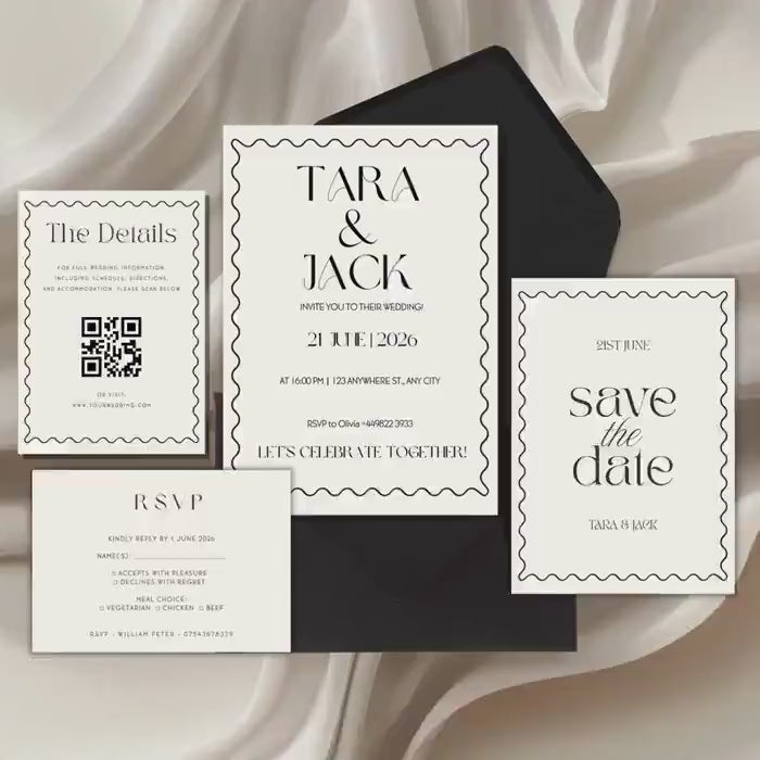 Minimalist Wedding Invitation, Modern Wedding Invitation Suite, Personalised Digital Invite