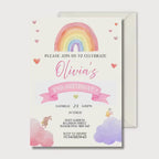 2nd Birthday Invitation, Rainbow Birthday Invite, Personalised Digital Invitation