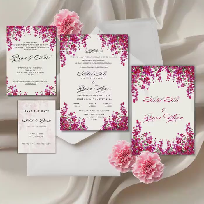 Floral Nikkah Invitation, Muslim Wedding Invitation, Personalised Digital Invite