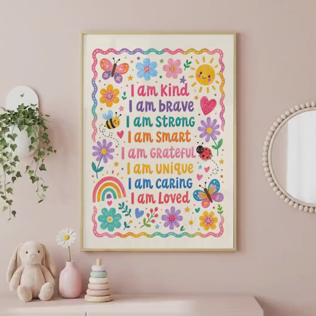 Kids Affirmation Print, Pink Nursery Wall Art, A4 or A3 Sizes
