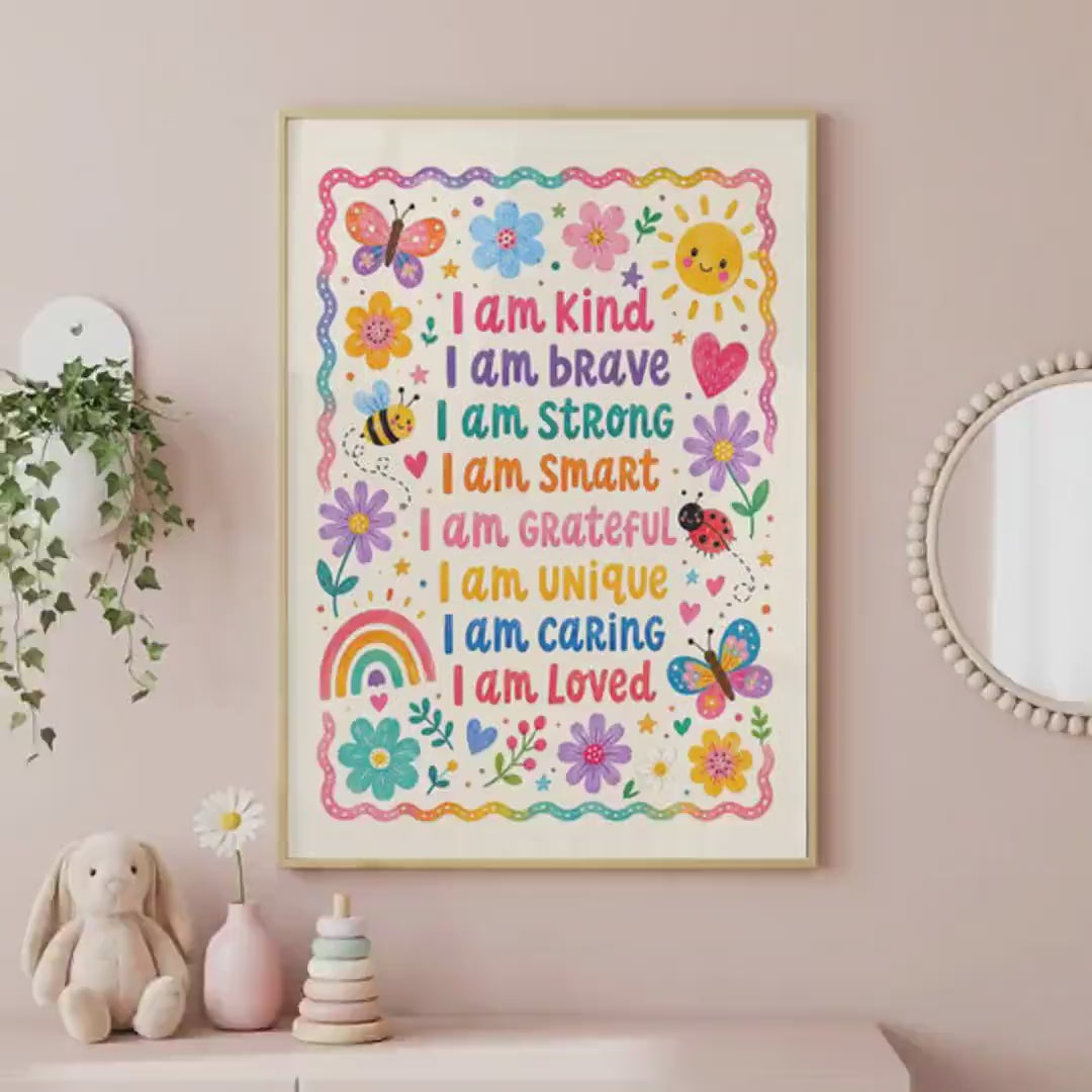Kids Affirmation Print, Pink Nursery Wall Art, A4 or A3 Sizes