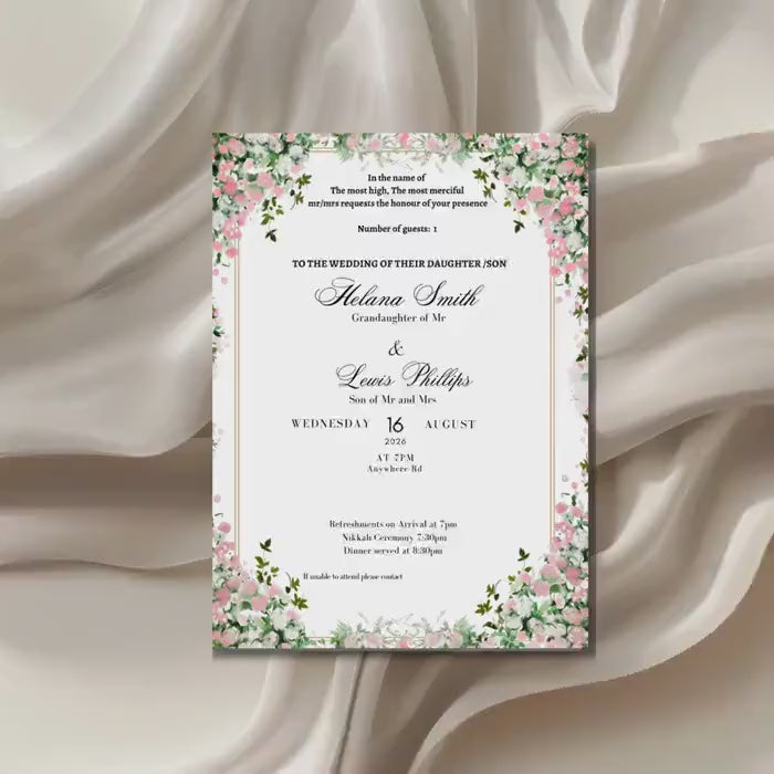 Garden Wedding Invitation, Floral Wedding Invite, Personalised Digital Invitation