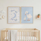 Blue Nursery Prints, Set Of 2 Duck Art, A4 Or A3 Sizes