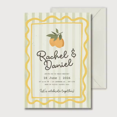 Amalfi Coast Wedding Invitation, Mediterranean Wedding Invite, Personalised Digital Invitation