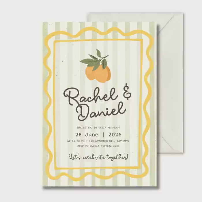 Amalfi Coast Wedding Invitation, Mediterranean Wedding Invite, Personalised Digital Invitation