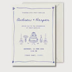 Blue Toile Wedding Invitation, Vintage Wedding Invite, Personalised Digital Invitation