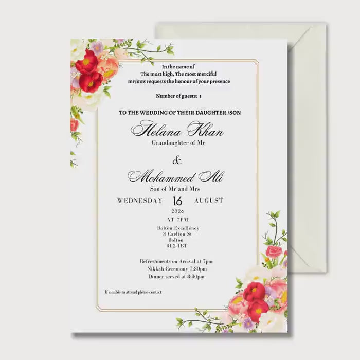 Nikkah Invitation Template, Islamic Wedding Invitation, Muslim Wedding Invite
