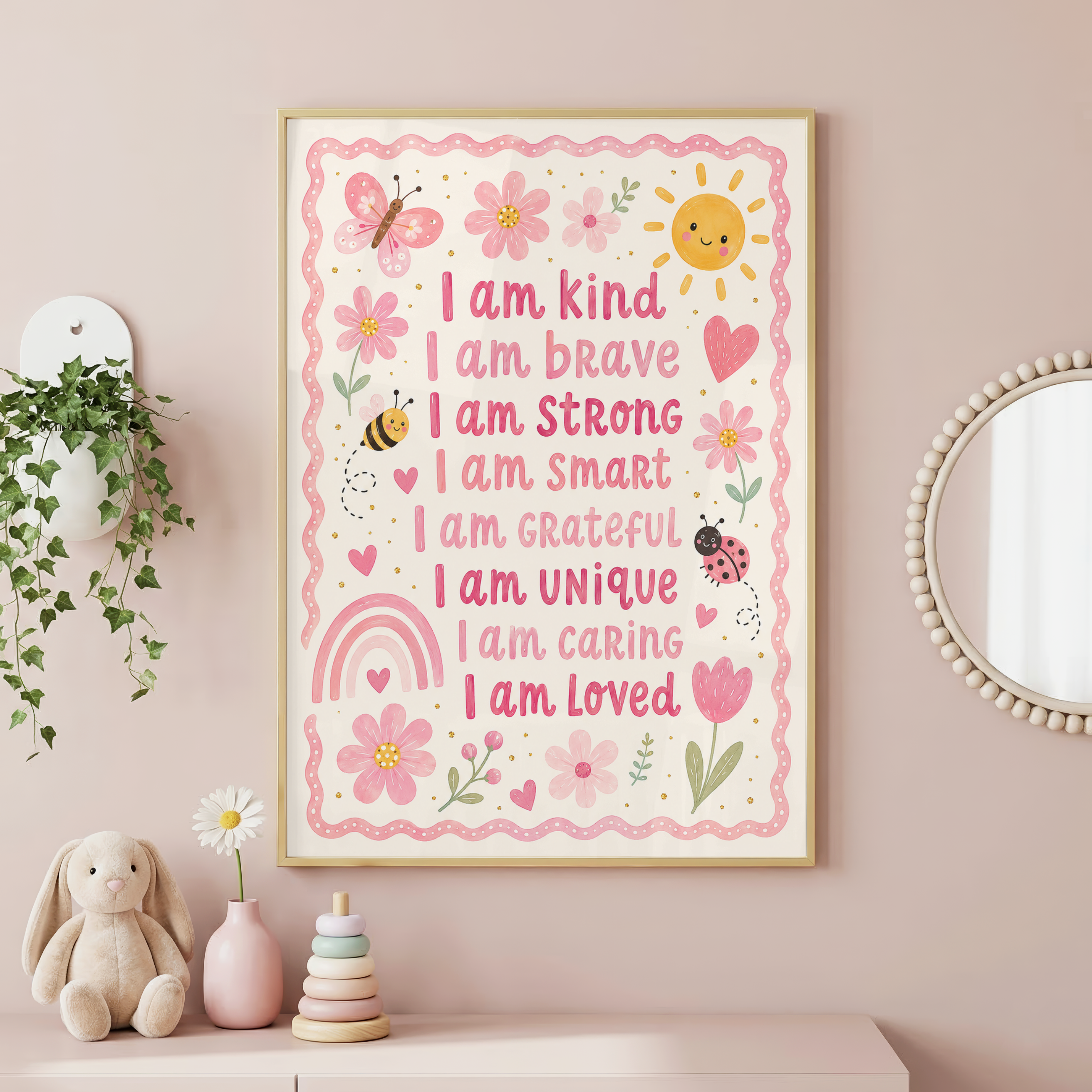 I Am Kind I Am Brave Poster | Affirmation Print for Kids